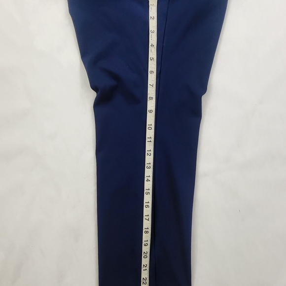 White House Black Market Blue Straight  Pull On Pants Women's Snap Pockets SZ 14 - Picture 7 of 9